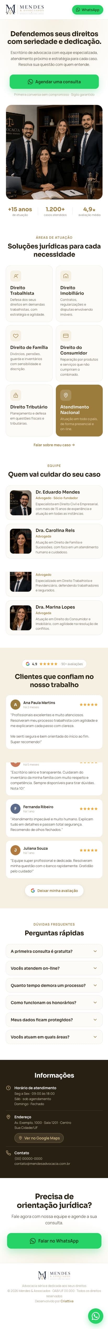 Página profissional de um escritório de advocacia